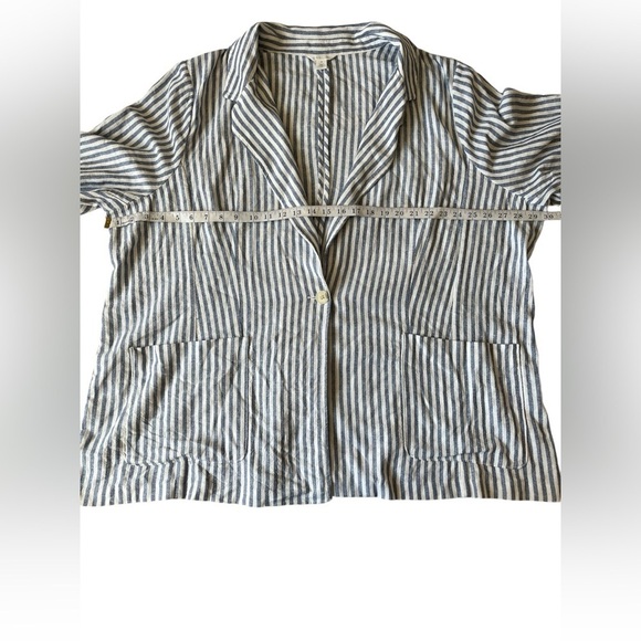 NWT Caslon Stripe Linen Blend Blazer In Blue-Ivory Brianne Stripe Plus Size 4X - Picture 7 of 10